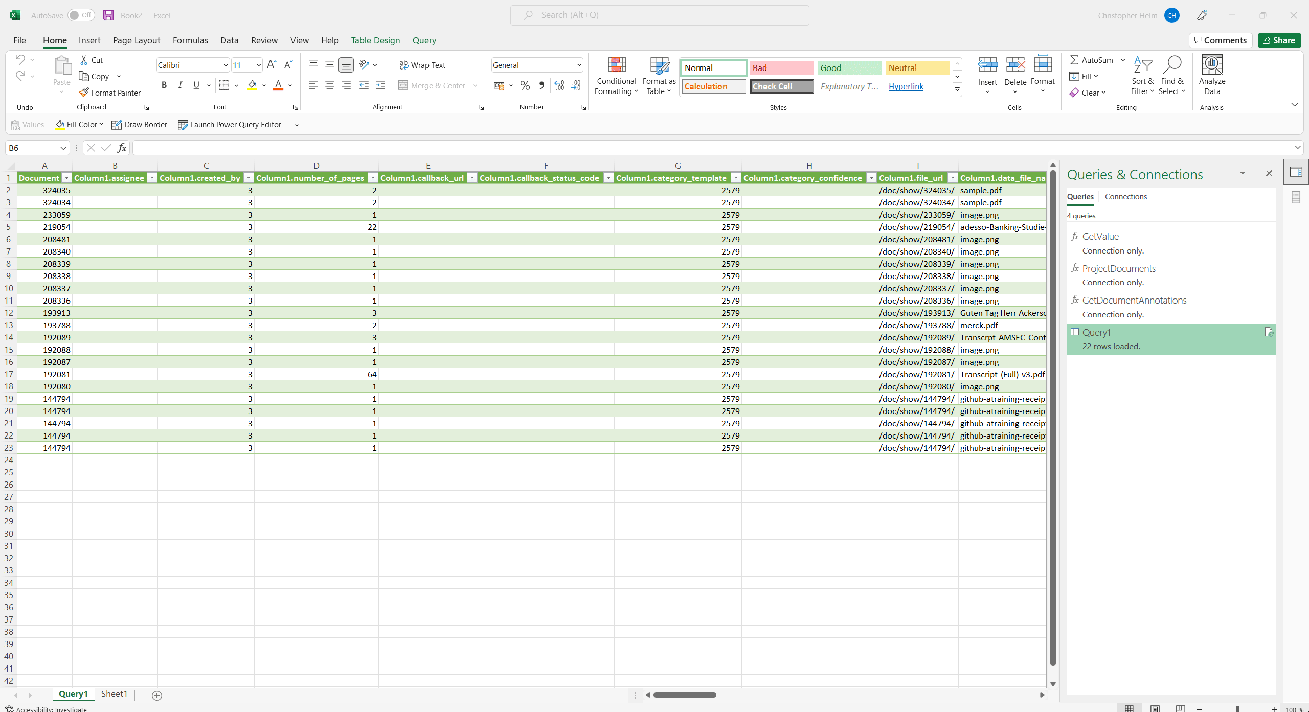 Extract documents automatically and review Documents in Excel