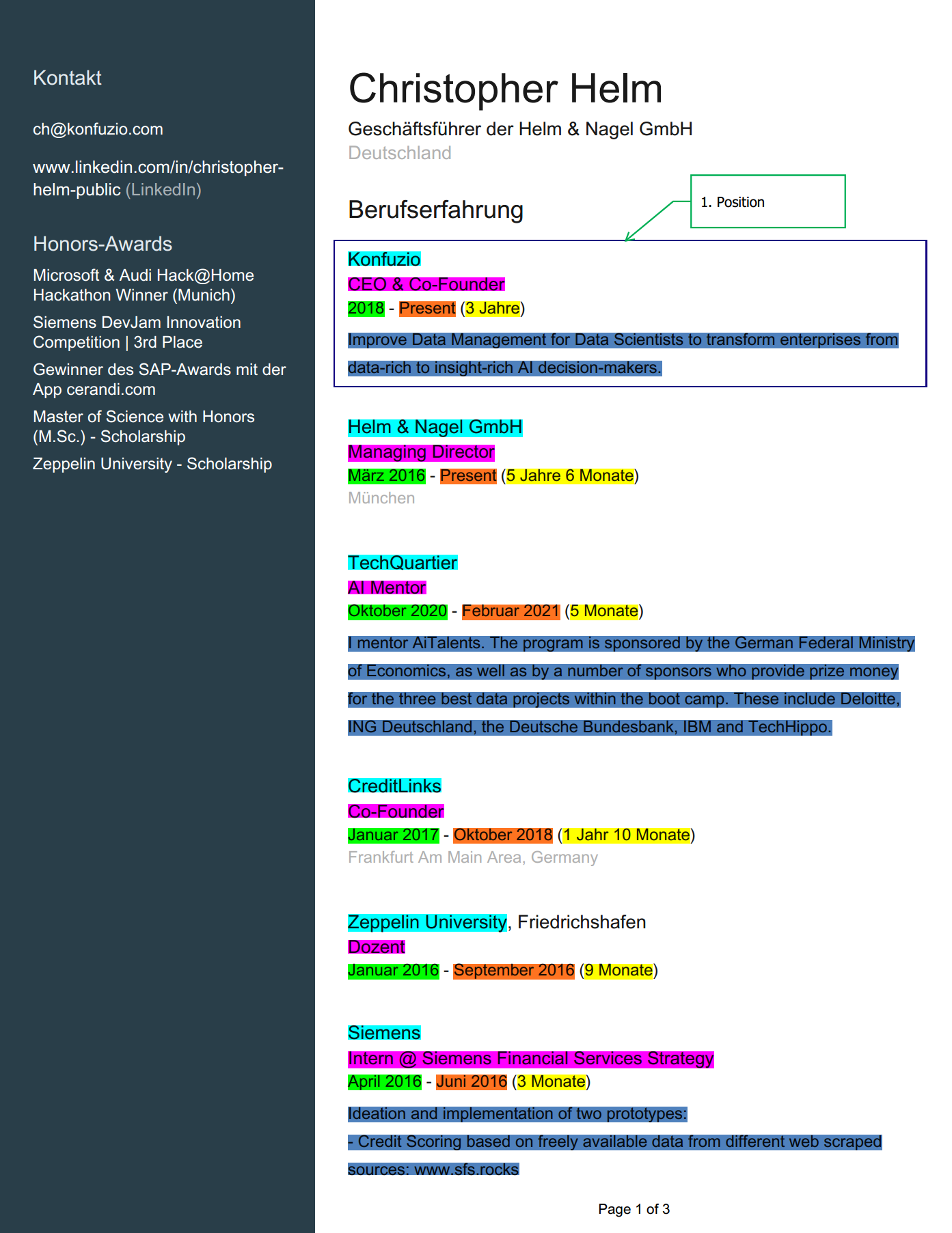 Smart Data Capturing of a CV to extract data with AI